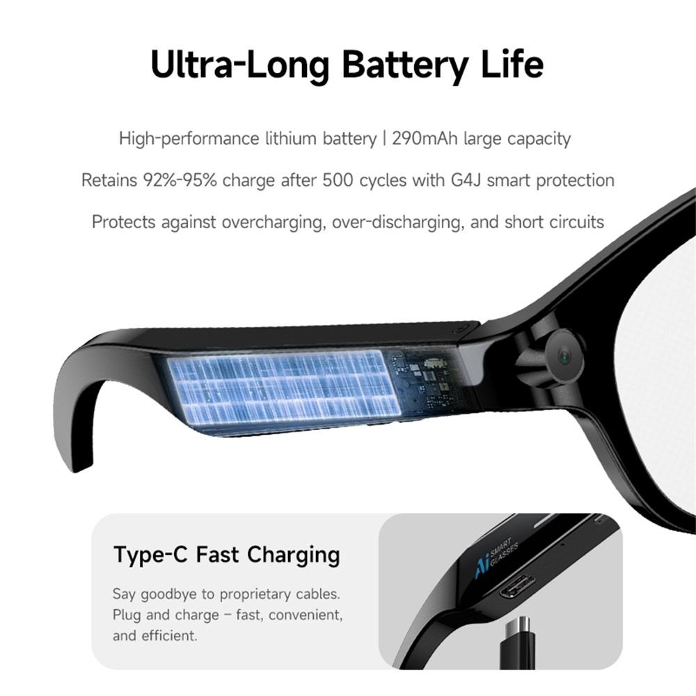 Smart Glasses, AI Technology, Real-Time Translation, Dual Camera, Bluetooth Calling, Sunglasses, Audio Capture, Video and Music Player, Multifunctional, For Men