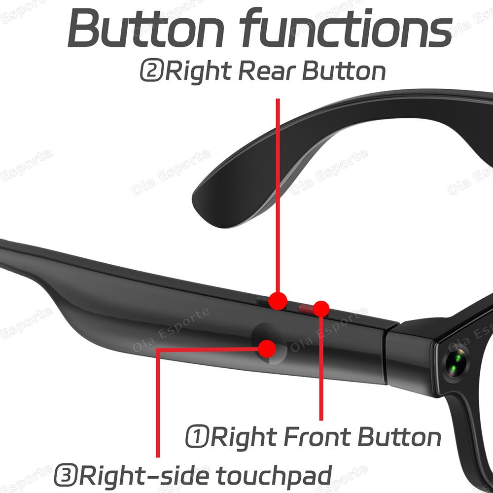 New AI Smart Glasses Chat GPT 500W Camera Bluetooth Call 300Mah Battery Voice Assistant Control Smart Sunglasses For Android IOS