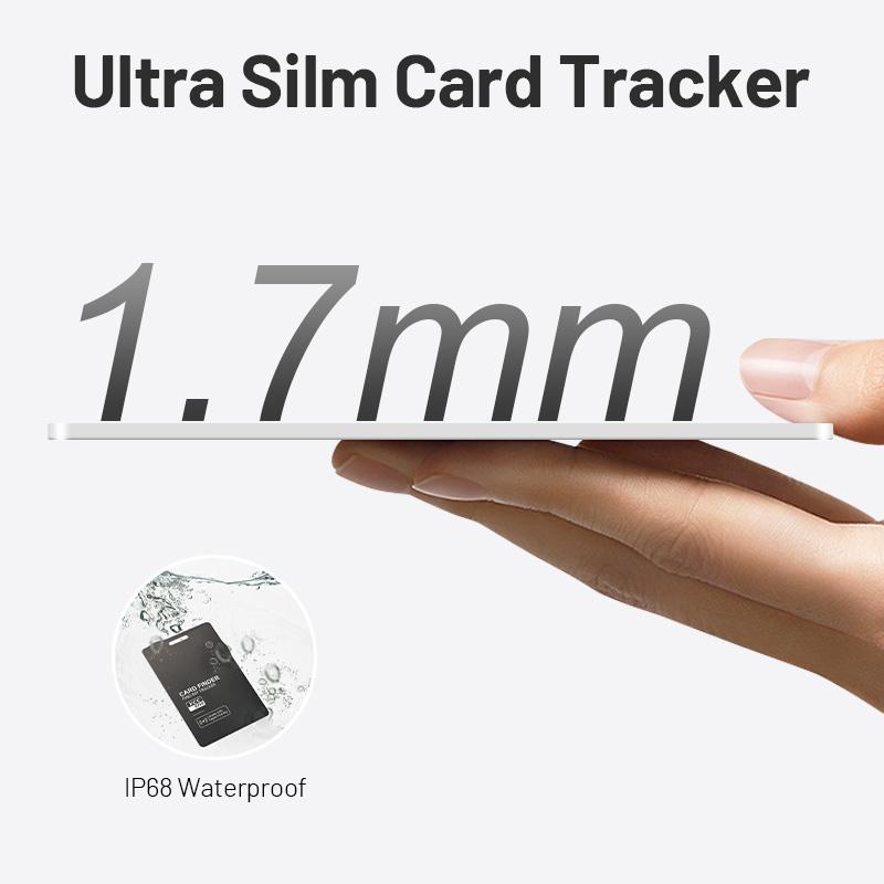 Bluetooth wallet tracking card, ultra-thin at 1.7 mm.Wireless Charging Compatible with Apple Find MyWaterproof IP68