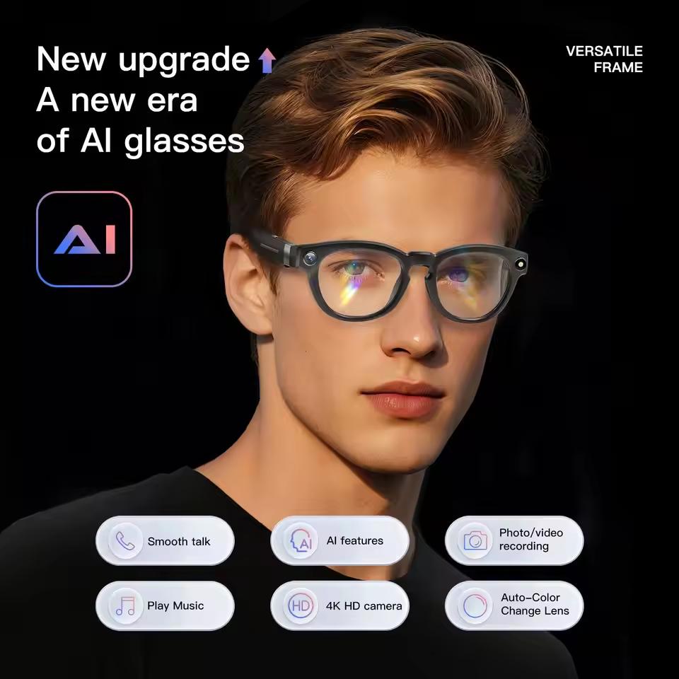 Smart Glasses, New 2022 Model, 4K HD AI Technology, 800W Pixel Camera, Bluetooth Calling, 4GB WIFI Connectivity, Voice Assistant, Perfect for Men and Women